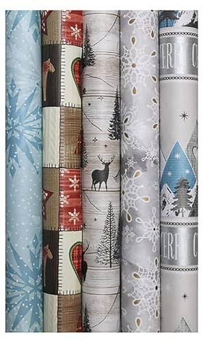 10er Set Geschenkpapier 70x200cm Bunt Advent Weihnachten Weihnachtspapier Sterne Schneeflocke Xmas