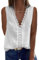 Coloody Camicette da Donna Camicia Scollo a V Senza Maniche Camicia in Pizzo Tunica Camicette Eleganti in Chiffon Camicetta Estiva Gilet Tops(Bianca) XL