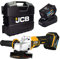JCB 18v Cordless Angle Grinder, 2X 4.0Ah Battery, Fast Charger, 115mm Blade Diameter, 3 Position & Anti-Vibration, Tool-Free Adjustable Guard, Power Tool Case, 3 Year Warranty