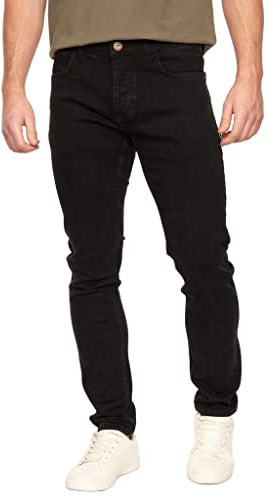 SMITH & JONES Slim Fit Jeans Herren – Schmale Stretchjeans für Männer, Stretch Denim Hose aus 98% Baumwolle, Herrenjeans in schmaler Passform(BASKON-Black-W3O/L34)