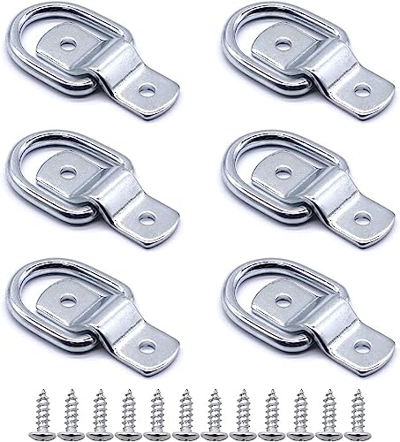 6 Anelli di Fissaggio con Anello a D, Ancoraggio per Impieghi Gravosi in Acciaio Inossidabile con 6 Staffe di Montaggio 12 Viti, per Carichi su Barche Attrezzatura da Campeggio Rimorchio per Auto