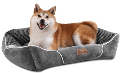 YITAHOME Hundebett für Hunde mittlerer bis Kleiner Größe, Hundekissen,Hundebetten, 64x53cm, rutschfeste Unterseite Hundesofa,grau
