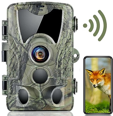 CAMVILD Trail Camera WiFi, 30MP 4K Game Camera with Night Vision Motion Activated Waterproof, 0.2S Trigger Speed, 850nm Low Glow Wildlife Camera for Backyard Security Wildlife Monitoring (Green)
