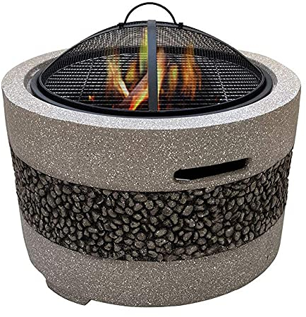 Petit Foyer, Foyer avec étagère pour Barbecue, Foyer de Jardin, Chauffage de terrasse/Barbecue/Fosse à Glace, magnésium à la Mode et Artistique (Gris)