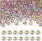 Crafans Lot de 200 perles de verre à facettes rondes en verre transparent de 8 mm plaqué arc-en-ciel, grosses perles d'espacement en vrac pour la fabrication de bijoux, violet