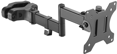 Portamonitor con doppio braccio snodato, Supporto per monitor da 17-32' fino a 8 kg, diametro del palo/tubo da 28 a 60 mm, braccio per monitor