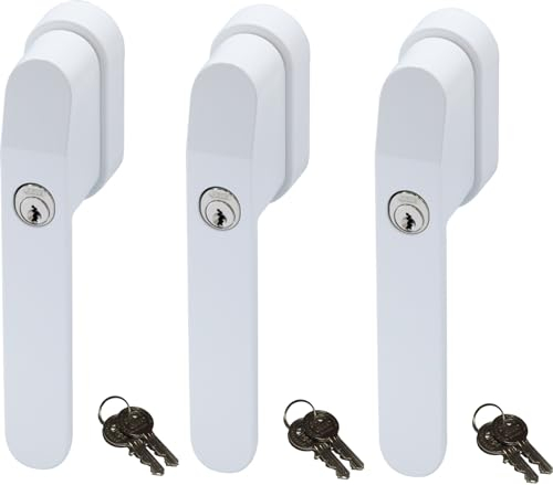 ABUS FG400W, abschließbarer Fenstergriff in weiß im Set 3 Stück, alle gleichschließend AL0125 mit sechs Schlüsseln