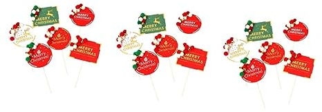 UPKOCH 18pcs Christmas Fluffy Bell Cake Toppers Festive Merry Christmas Cupcake Picks for Party Table Decorations and Holiday Festival Party Supplies Random Style