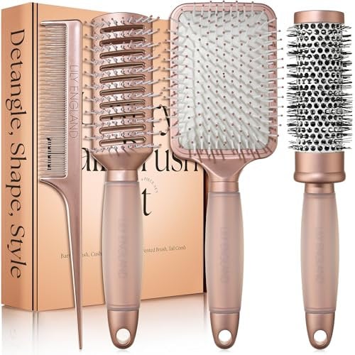 Haarbürste ohne Ziepen - Bürste zum Entwirren - Frauen Geschenk - Paddle Brush - Angenehme Borsten für die Haare & Kopfhaut - Bürste für alle Haartypen (Mattes Rotgold)