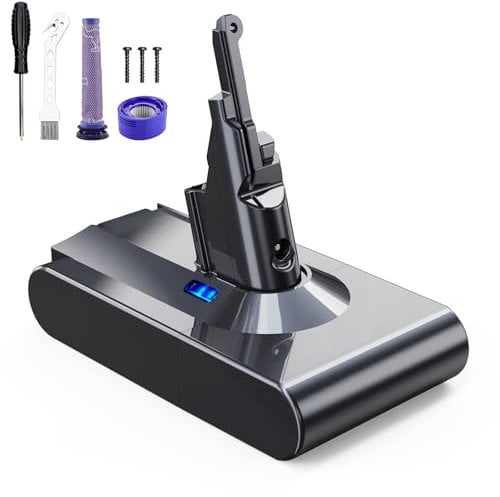 EVARY 8000mAh V8 Batterie pour Dyson V8 SV10 Remplacement Batterie pour Dyson V8 Absolute Animal Motorhead Fluffy Absolute Aspirateurs avec 2 Filtres + 1 Tournevis