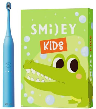 SMILEY Kids Elektrische Zahnbürste | Ultraschall Zahnbürsten Schallzahnbürsten | Kinderzahnbürste Elektrisch Babyzahnbürste & Zubehör: Ersatzbürste Kabel USB-C Aufkleber