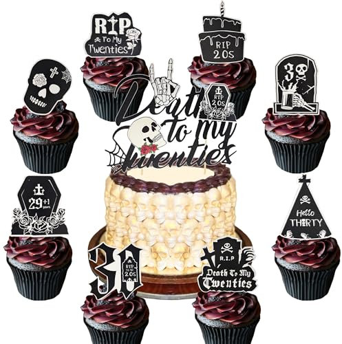 RIP 20er Jahre Cupcake Topper Death to My 20s Cake Toppers RIP to My 20s Birthday Decorations Death to My Twenties Party Decorations 30th Birthday Men Women Decorations