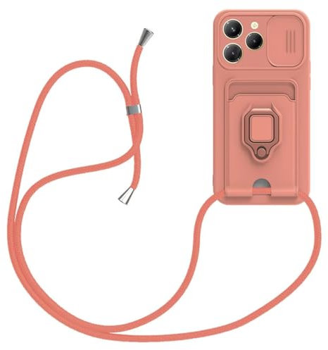 xinyunew Coque pour Infinix Hot 40/Infinix Hot 40 Pro avec Cordon, Coque avec Collier Silicone Housse 360° de Bague Magnétique Antichoc Étui Lanyard Cover Téléphone Portable Protection Casene