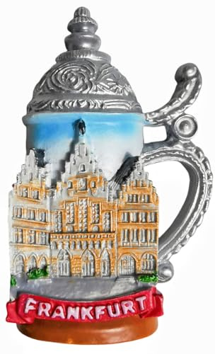 3D Bierbecher Stil Frankfurt Deutschland Kühlschrankmagnet Tourist Souvenir Kühlschrank Dekorativer Magnet Handgemalt Handwerk