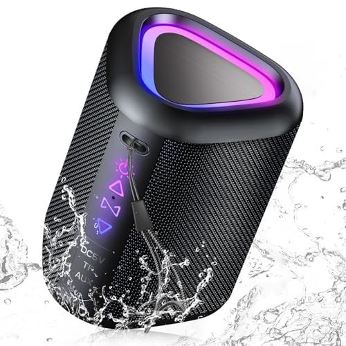 aowoka Bluetooth Speaker, 2025 Portable Wireless Speakers With Led Light, Bluetooth 5.4, 24H Playtime, Enhanced Bass, IPX7 Waterproof, Outdoor Speaker for Travel, Sport, Party, Biking.