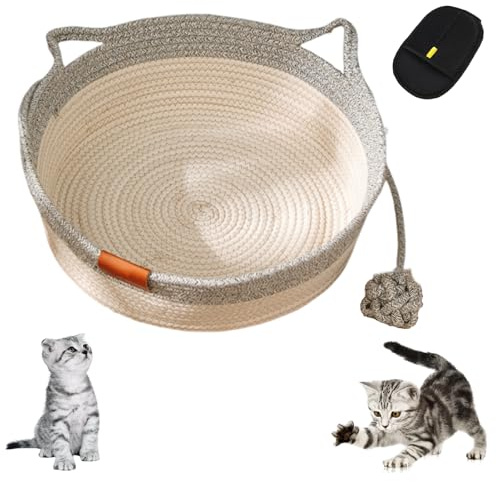 Cesta per Gatti in Corda Intrecciata, Resistente ai Graffi, Morbida e Delicata sulla Pelle, Traspirante e Senza Pelucchi (Grigio, L)