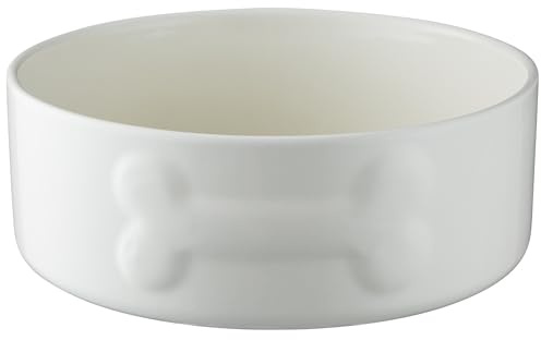 Mason Cash: Embossed Bone Dog Bowl - Cream - 8, 50.7oz - Durable Ceramic Food & Water Dish, Microwave & Dishwasher Safe, Pet Meal Feeding & Hydration