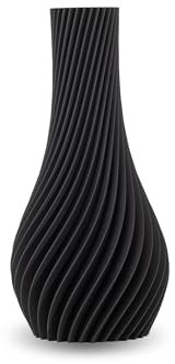 NATUMO Design 3D Vase Kunststoff „Longi“– bruchsichere Blumenvase modern, Deko Vase mit skulpturaler Form (Schwarz, 9 cm)