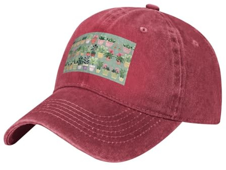 WBQLSL Bonsai Plant Black Casual Baseball Cap Schnell Trocknend Atmungsaktiv Golf Cap Sonnenblende, rot, Einheitsgröße