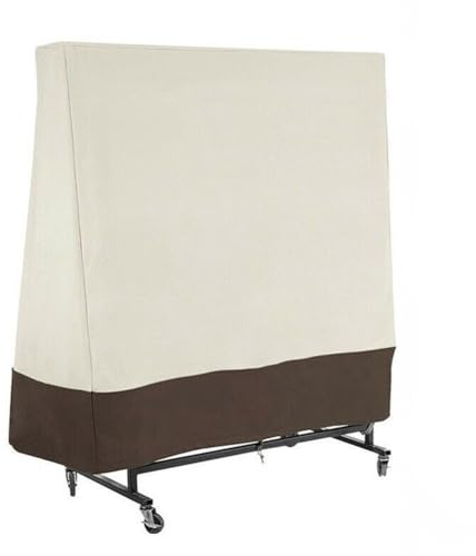 Lawnoval Wasserdichte 210D Oxford-Gewebe Outdoor Tischtennis-Tischtennisplatte Abdeckung mit Belüftungssystem und Griffen, Beige Kaffee, 36 x 85 x 160 cm