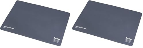 Hama Mouse-Pad 3in1: Mikrofaser-Mauspad, Display-Schutz und Reinigungs-Tuch, geeignet für Notebooks mit Einer Bildschirmdiagonale von 40cm (15,6 Zoll), anthrazit (Packung mit 2)