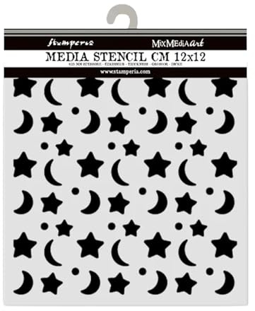 Stamperia - Thick Stencil for Scrapbooks, Albums, Cards, Bullet Journals, and More, Flexible Material, Easy to Clean, Perfect for Crafts and Gifting (Baby, Star and Moon)