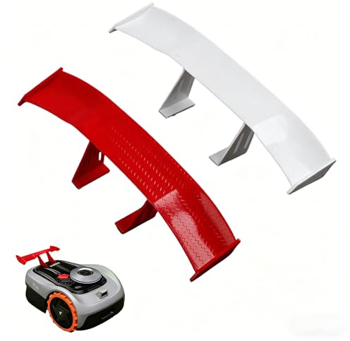 Yjfy 2 StüCk Selbstklebend Mini FlüGel Wing Spoiler Bausatz Heckflosse | FüR Worx M500 Plus, Navimow, Ecovacs Goat G1, Gardena Usw. MäHroboter ZubehöR FüR Auto, MäHroboter (rot weiß)