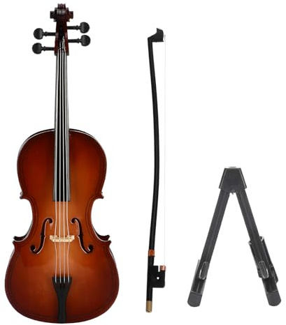 Baxnore modèle de Violoncelle en Bois avec Support, Instrument de Violoncelle à 4 Cordes, Cadeau pour Les Amateurs de Musique, décoration d'exposition de Bureau à Domicile, orneme (18 cm)