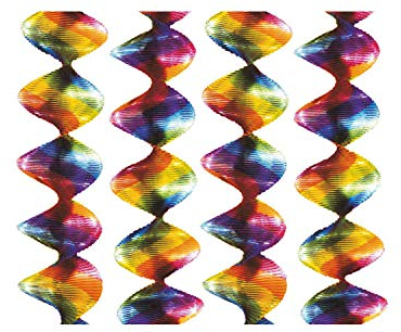 Amscan 4035 - 4 Rotorspiralen Regenbogen Folie 5 x 60 cm, Dekoration