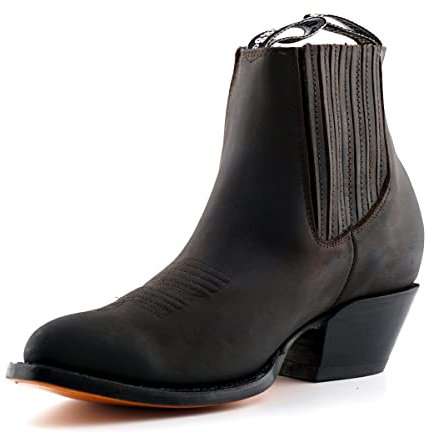 MENS GRINDERS MAVERICK BROWN LEATHER WESTERN ANKLE COWBOY BOOTS-UK 11 (EU 45)