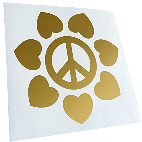 Kiwistar - Autoaufkleber - Gold - 11x11cm Blüte Peace Aufkleber für Auto, Laptop, Fahrrad, LKW, Motorrad Mehrfarbig JDM Decal Racing