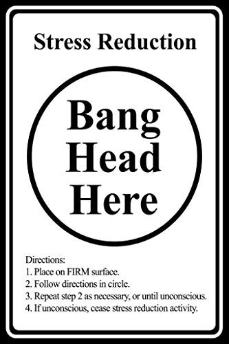 Bang Head Here humoristic / funny Metal Sign Stress Relief Wall Plaque