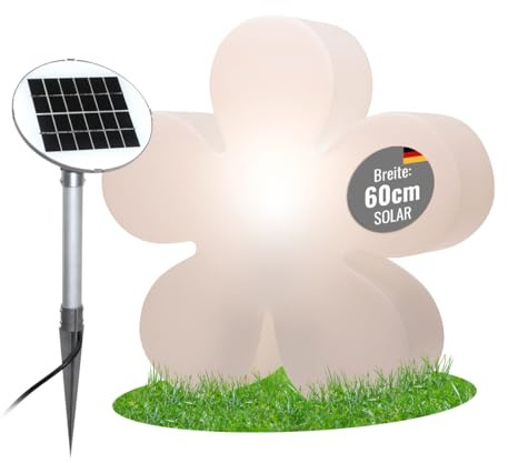 8 seasons design Solar Blume 60 cm Shining Flower (Weiß) LED warmweiß, Dämmerungssensor – wetterfest – Solarlampe für außen (Garten, Terrasse, Balkon) - Osterdeko, Deko Frühling