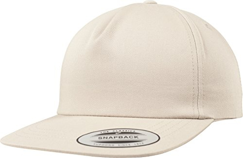 Flexfit Unstructured 5-Panel Snapback Cap, Khaki, One Size