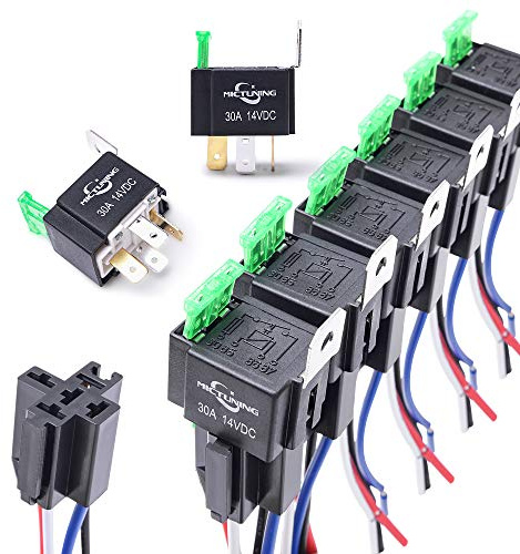 MICTUNING 12V Fuse Relay Switch Harness Set, 5-Pin Auto Relays 6 PCS