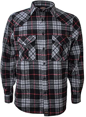 ROCK-IT Apparel® en Flanelle pour Homme Chemise Manches Longues de bûcheron à Carreaux fabriquée en Europe Colour Noir/Blanc/Gris 4XL
