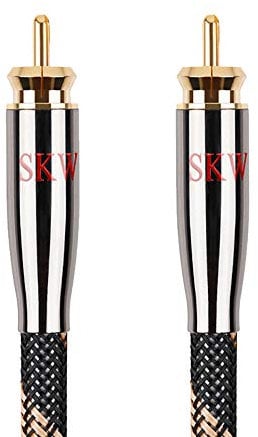SKW Cavo coassiale RCA audio digitale,RCA maschio a maschio HiFi Stereo SPDIF, per Home Cinema 5.1, Amplificatore Soundbar Box TV Home Theater Sistema HiFi - (5m / oro nero)