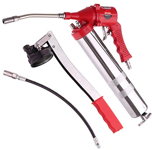 Pistolengriff Luft Fett Pistolen Satz Einhandluft pneumatischer Kompressor und Hand Schmierfett mit Flexschlauch und zusätzlichem Metallrohr RT-4106