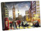 artsprints London Street Big Ben Black Cub Red Phone Box Bus Bild in Farben Malbild Reproduktion Druck auf gerahmter Leinwand Wandkunst Heimdekoration 76 x 50 cm - 18 mm Tiefe