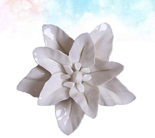 VOSAREA Schwarzes Dekor 3D-Keramikblume Handmade Aufkleber Weiße Wohnkultur 3D Keramik Wandhänger Dekoration Wand Dekoration Modern, Keramik Kunst-M Künstliches para Aufkleber Handmade