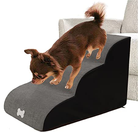 Hundetreppen/Treppen für hohe Betten, 3 Stufen Leiter Haustiertreppe für Schlafsofa Hundetreppe mit Plüschbezug, Farbe wählbar bis zu 121 lb.