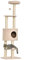 PawHut Arbre à Chats avec Griffoir Niche Poteaux Peluche Haute Densité 45L x 40L x 148H cm Beige