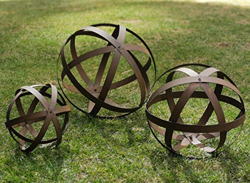 BSTGIFTS Metall Gartenkugeln, Metallband Dekokugeln, Metall Klappkugel Gartenkugel, 3er Set