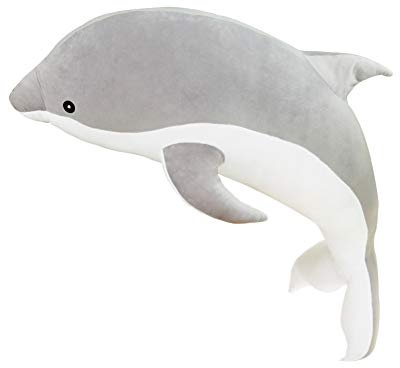 Surakey Kuscheltier Delfin 50 cm - Süße Delfin Plüschtier, Stofftier Delfin Kissen Puppen Spielzeug Geschenke für Kinder Mädchen Jungen Freunde, Grau