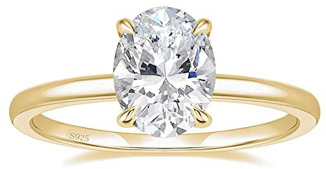 EAMTI 3CT 925 Sterling Silver Engagement Rings Oval Cut Solitaire Cubic Zirconia CZ Wedding Promise Rings for Her Wedding Bands for Women Size 3-11, Metal, Cubic Zirconia