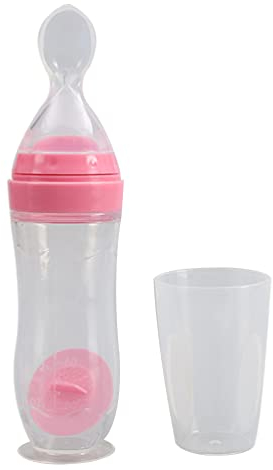 MILISTEN Squeeze Feeding Bottle Rice Cereal Feed Bottle Spoon Food Food Dispensing Alimenter Cuchara para Bebé Infantil Recién Nacido 120Ml ( Rosa )