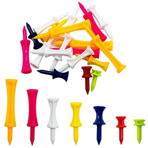 SZXMDKH Golf Tees Plastic, 70 Pcs Mixed Sizes Castle Golf Tees,Winter Golf Tees Small Castle Tees in Multiple Colors(5mm, 32mm, 39mm, 45mm, 51mm, 59mm, 70mm)