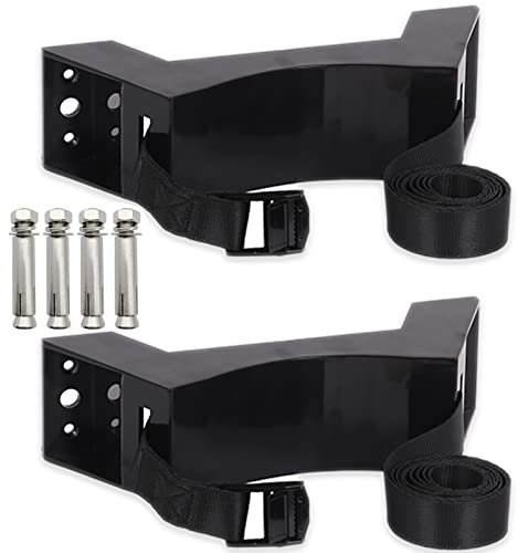 Cylinder Wall Mounted Bracket, Propane Tank Bracket Nitrogen Gas Cylinder Holder, with Screws and Safety Chain Supported 59inch, Suitable for On-The-Go OTG, Rv Water Softener (Black, 2)