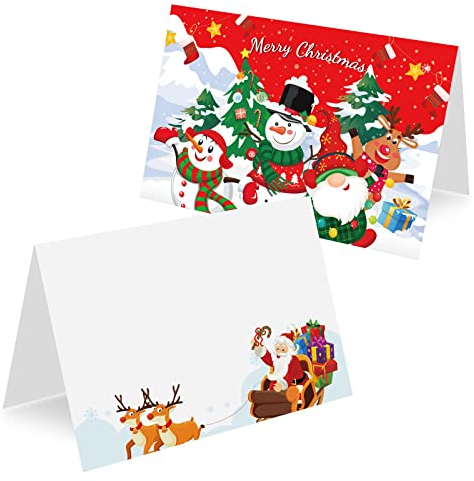 HOWAF 30 Marque Place de Noël Anniversaire Porte Nom Table en Papier Père Noël Arbre de Noël Cartes Porte Prénom Carte de Place Marque Table de Noël pour Décoration de Noël de Mariage de Fête d'hiver