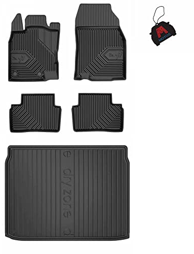 MOTOS Satz Gummifußmatten und Kofferraummatten passend für Renault Kadjar 2015-2022 Crossover, oberer Laderaumboden Verbessern Sie Ihren Reisekomfort mit Antirutschmatte Auto 3D- Allwetter fußmatten A